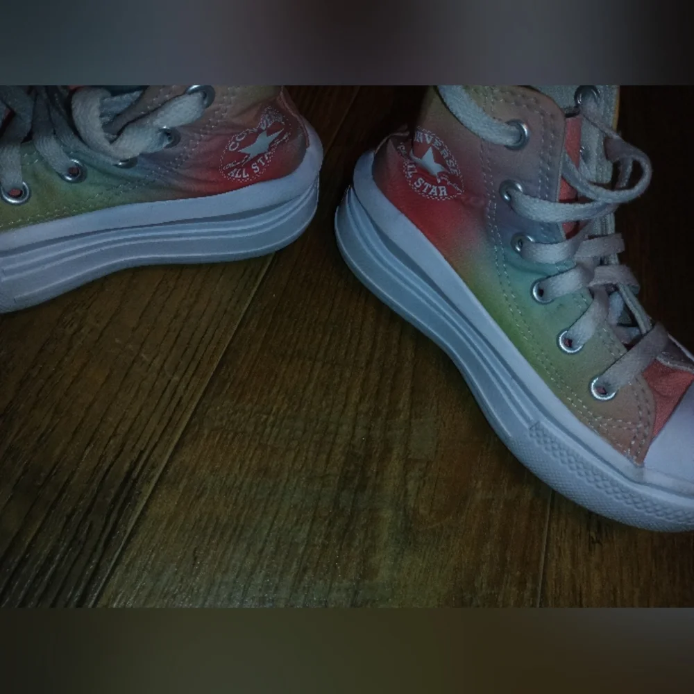 Converse Pink and Green High-Top Sneakers with Chunky Sole - Picture 13 of 16